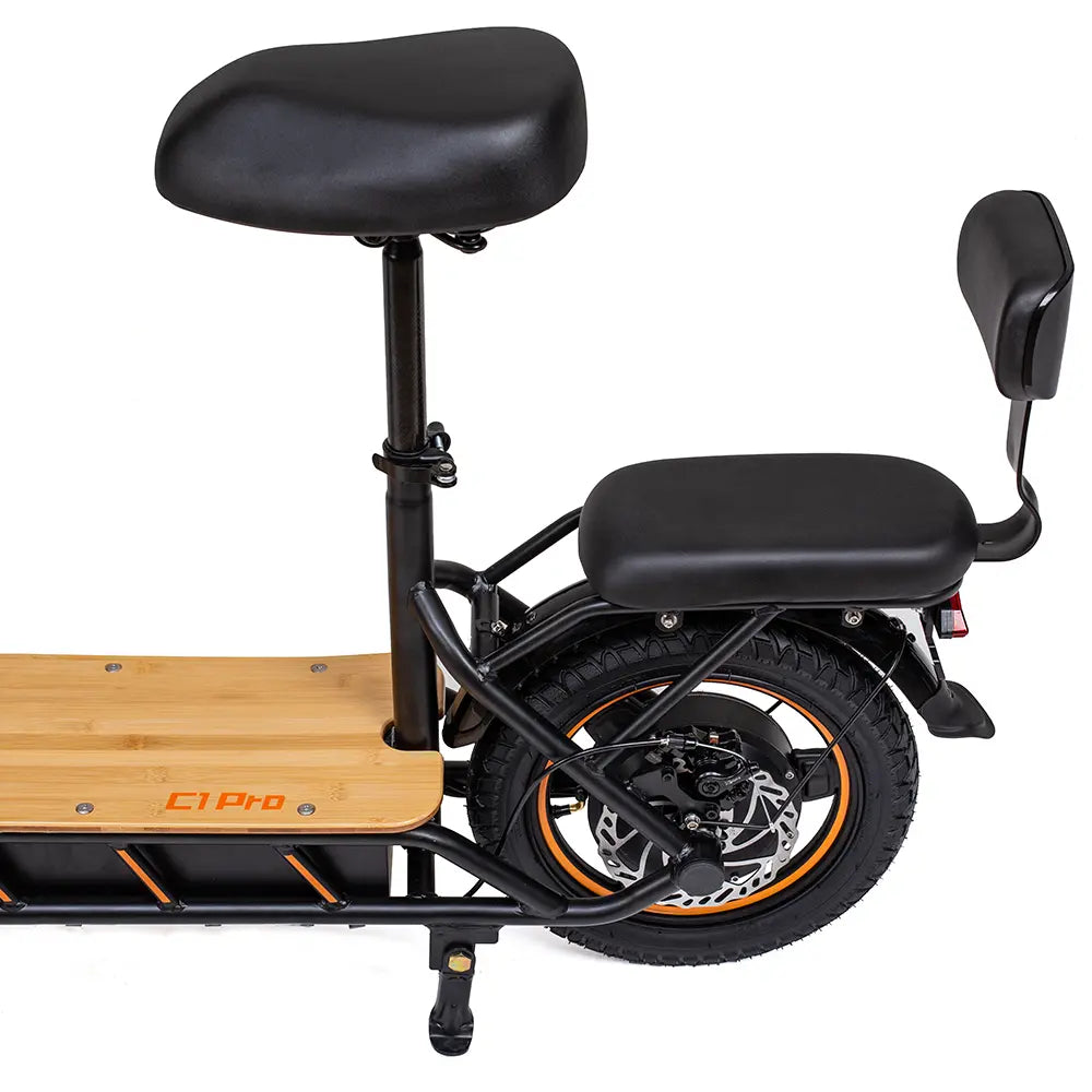 Comfort & Stability: Front shock absorption and large tires enhance ride comfort and stability.