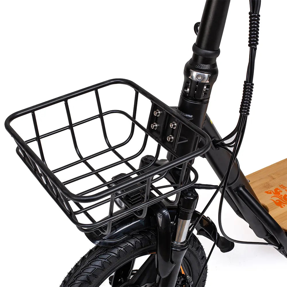 Comfortable and Stable: 14'' tires and front shock absorption ensure a smooth and enjoyable ride.