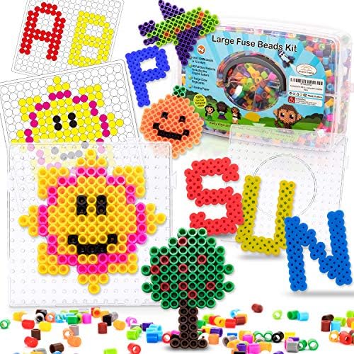 Mosaibead Beginner Beads Kit | 1,500 Easy-Grip Beads & 48 Design Cards