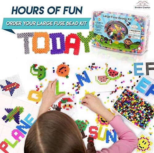 Mosaibead Beginner Beads Kit | 1,500 Easy-Grip Beads & 48 Design Cards