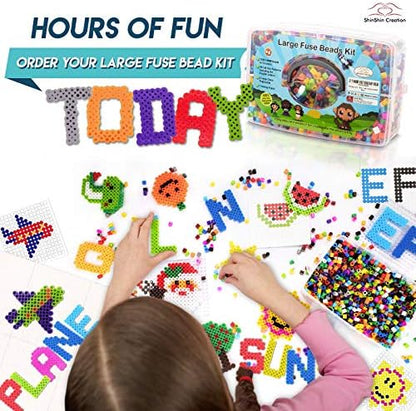 Mosaibead Beginner Beads Kit | 1,500 Easy-Grip Beads & 48 Design Cards